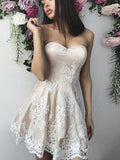 A-Line/Princess Lace Applique Sweetheart Sleeveless Short/Mini Homecoming Dress TPP0003707