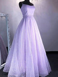 A-Line/Princess Tulle Spaghetti Straps Ruffles Sleeveless Floor-Length Dresses TPP0004136