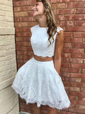 A-Line/Princess Lace Lace Scoop Sleeveless Short/Mini Homecoming Dresses TPP0003760
