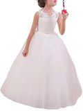 Ball Gown Jewel Sleeveless Applique Floor-Length Tulle Flower Girl Dresses TPP0007646