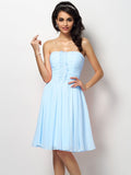 A-Line/Princess Strapless Pleats Sleeveless Short Chiffon Bridesmaid Dresses TPP0005762