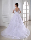 Ball Gown Beading Long Satin Tulle Strapless Sleeveless Wedding Dresses TPP0006798