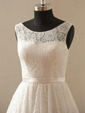 A-Line/Princess Scoop Lace Sleeveless Sash/Ribbon/Belt Knee-Length Wedding Dresses TPP0006889