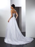 A-Line/Princess Sweetheart Ruffles Sleeveless Long Taffeta Wedding Dresses TPP0006627