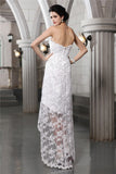 Sheath/Column Strapless Sleeveless Beading High Low Lace Wedding Dresses TPP0006784