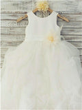 Ball Gown Sleeveless Scoop Hand-made Flower Floor-Length Organza Flower Girl Dresses TPP0007636