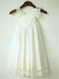 A-line/Princess Straps Sleeveless Ruffles Tea-Length Chiffon Flower Girl Dresses TPP0007620