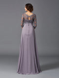 A-Line/Princess V-neck Lace 3/4 Sleeves Long Chiffon Mother of the Bride Dresses TPP0007104