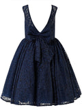 A-line/Princess Scoop Sleeveless Lace Tea-Length Flower Girl Dresses TPP0007683