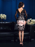 Sheath/Column V-neck Applique Long Sleeves Short Lace Mother of the Bride Dresses TPP0007096