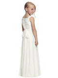 A-Line/Princess Sleeveless Straps Ruched Floor-Length Chiffon Flower Girl Dresses TPP0007611