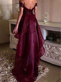 A-Line/Princess Sleeveless Off-the-Shoulder Asymmetrical Applique Organza Dresses TPP0001699