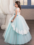 Ball Gown Jewel Sleeveless Sash/Ribbon/Belt Floor-Length Tulle Flower Girl Dresses TPP0007648