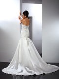 Trumpet/Mermaid Sweetheart Applique Sleeveless Long Satin Wedding Dresses TPP0006815