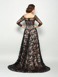 A-Line/Princess Off-the-Shoulder Lace 3/4 Sleeves Long Satin Mother of the Bride Dresses TPP0007102