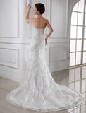 Trumpet/Mermaid Beading Strapless Sleeveless Lace Satin Wedding Dresses TPP0006761