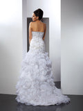 Trumpet/Mermaid Sweetheart Beading Sleeveless Long Organza Wedding Dresses TPP0006664