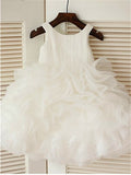 Ball Gown Scoop Sleeveless Layers Knee-Length Organza Flower Girl Dresses TPP0007680