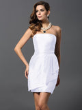 Sheath/Column Strapless Sleeveless Short Taffeta Bridesmaid Dresses TPP0005860