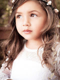 A-Line/Princess Long Sleeves Jewel Bowknot Lace Floor-Length Flower Girl Dresses TPP0007631