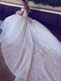 Ball Gown Tulle V-neck Sleeveless Chapel Train Wedding Dresses TPP0006138