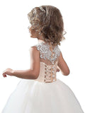 Ball Gown Scoop Sleeveless Applique Tulle Floor-Length Flower Girl Dresses TPP0007619