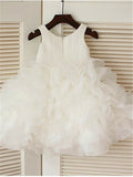Ball Gown Scoop Sleeveless Layers Knee-Length Organza Flower Girl Dresses TPP0007680