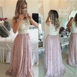 2024 Pink Prom Gowns Lace Evening Dresses Beading Long Beautiful Pink Formal Dress
