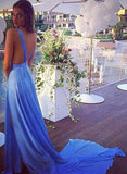 Long Prom Dresses blue Prom Dress chiffon Prom dress sexy backless prom Dress 2024 prom Dress