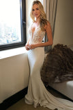 2024 Long Princess Mermaid V-Neck Sleeveless Lace Sexy Ivory Wedding Dresses